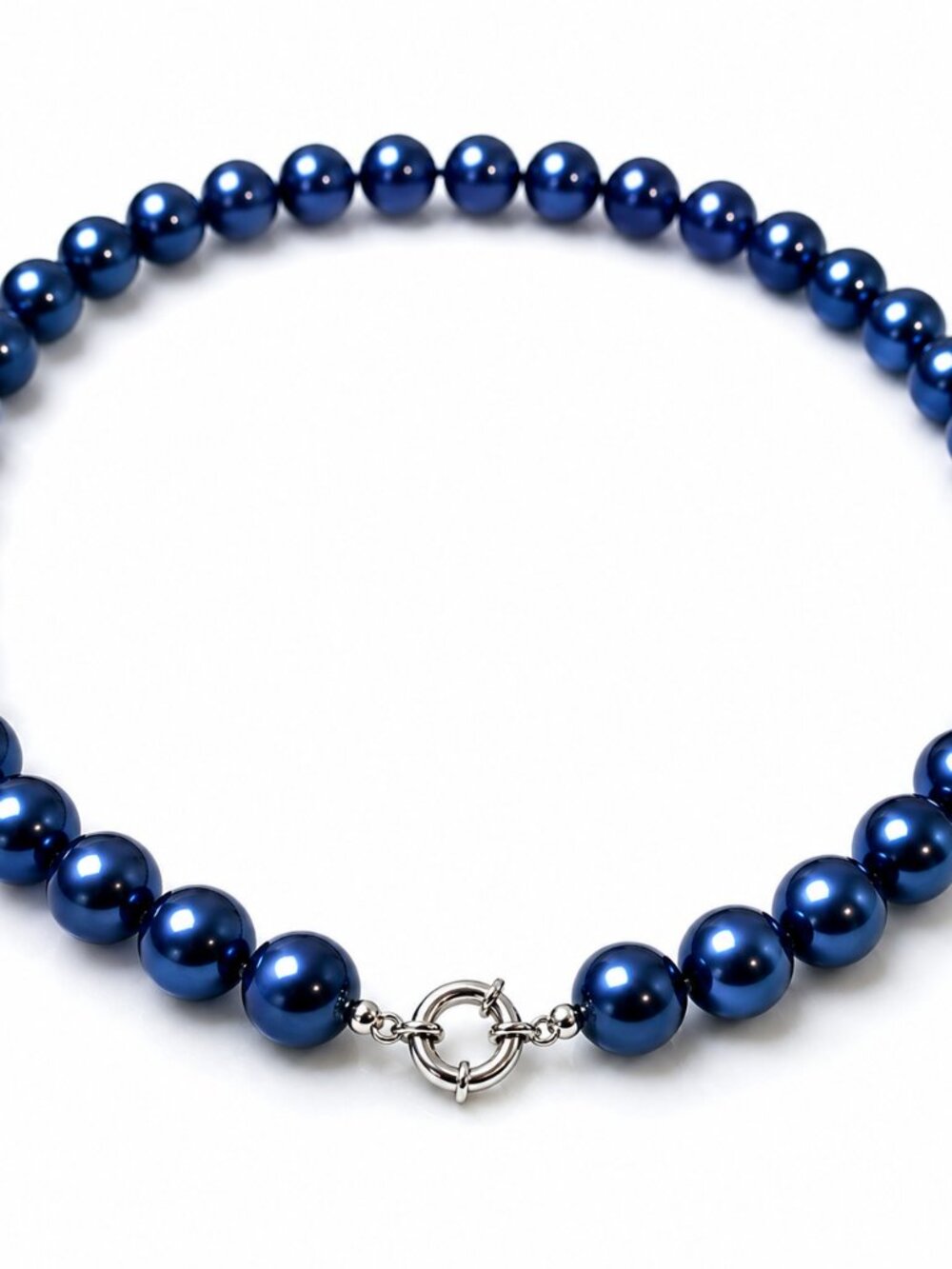 Pearl-31--Blue Akoya Cultured Shell Pearl Choker Necklace 10mm